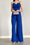 Imported Crepe Fabric Strap Wide Leg Jumpsuit Dress (Colorful)