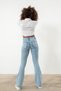 Serenay Ice Snow Spanish Blue Jeans High Waist Blue Snow Wash Flare Jeans Denim Pants - 3