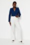 Navy Blue Crop Woven Blazer Jacket TWOAW24BC00023
