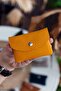 Murcia Genuine Leather Fine Design Mustard Yellow Coin and Card Holder - 3