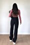 Crespo 90's Black High Waist Lycra Loose Jeans Palazzo Trousers - 5