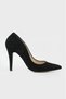 WOMEN'S BLACK SUEDE GENUINE LEATHER HEELED STILETTO SHOES, NUMBER 35-40