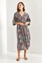 Women's Multicolor Double Breasted Collar Front Slit Dress 40861028 - 4