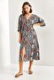 Women's Multicolor Double Breasted Collar Front Slit Dress 40861028 - 6