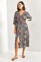 Women's Multicolor Double Breasted Collar Front Slit Dress 40861028 - 7