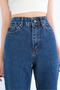 Marta Dark Blue Lycra Mom Fit Zippered Jean Trousers - 2