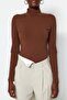 Brown Turtleneck Snap Knitted Body TWOAW21BD0008 - 9