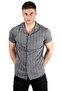 Men's Smoked Line Patterned Lycra Short Sleeve Combed Cotton Shirt2023426 - 2