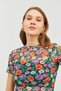 Women's Mixed Floral Patterned Short Sleeve Tulle Transparent Blouse - 3