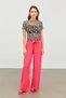 Women's Mixed Floral Patterned Short Sleeve Tulle Transparent Blouse - 5