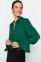 Emerald Green Boho Spanish Sleeve Woven Shirt TWOAW22GO0487 - 4