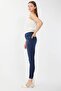 Women's Skinny Fit Stretchy Trousers Dark Blue Narrow Leg - 6