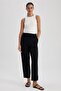Jogger High Waist Short Leg Linen Blended Trousers with Pockets Z2582az23sm - 4