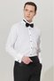Ata Collar Black Button Slim Fit White Shirt