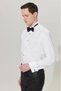 Ata Collar Black Button Slim Fit White Shirt - 5