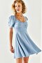 Women's Blue Robe Detailed Flared Woven Dress ELB-19001948 - 3