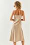 Women's Stone Strap A-Line Cut Linen Ayrobin Midi Dress ELB-19001944 - 9