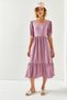 Women's Purple Short Sleeve Piece Bodrum Dress ELB-19001956 - 2