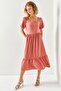 Women's Dusty Rose Short Sleeve Piece Bodrum Dress ELB-19001956