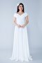 White Boat Neck Double Breasted Woven Draped Fabric Maxi Length Evening Dress - 2