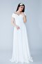 White Boat Neck Double Breasted Woven Draped Fabric Maxi Length Evening Dress - 3
