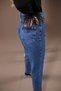 Link Dark Blue Lycra Mom Fit Zippered Jean Trousers - 2