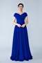 Sax Blue Boat Neck Double Breasted Woven Draped Fabric Maxi Length Evening Dress - 3