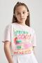 Girl's Oversize Fit Printed Short Sleeve T-Shirt A1774a823hs - 3