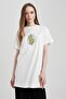 Regular Fit Crew Neck Floral Short Sleeve 100% Cotton T-shirt Tunic A8029ax23hs