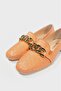 WOMEN'S SALMON COLOR GENUINE LEATHER NUMBER 36-41 CHAINED SHOES - 6
