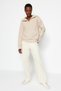 Beige Thessaloniki/Knitwear Look Zippered Relaxed/Comfortable Fit Knitted Sweatshirt TWOAW24SW00001 - 3