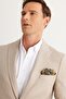 Men's Beige Slim Fit Slim Fit Swallow Collar Patterned Blazer Jacket - 4