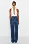 Koyu Mavi Yüksek Bel Geniş Paça Wide Leg Geniş Paça %100 Pamuk Non-Stretch Jeans TWOAW24JE00074 - 6
