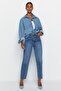 Mavi Yüksek Bel Mom %100 Pamuk Non-Stretch Jeans TWOAW24JE00076 - 5
