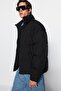 Siyah Unisex Oversize Fit Dik Yaka Suya ve Rüzgara Dayanıklı Şişme Kışlık Mont TMNAW24MO00003 - 2
