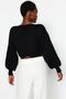 Siyah Süper Crop Basic Fiyonklu Triko Hırka TWOAW24HI00315 - 10