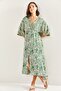 Women's Double Breasted Neck Front Slit Dress - 5