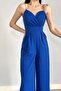 Imported Crepe Fabric Strap Wide Leg Jumpsuit Dress (Colorful) - 3