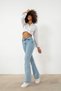 Serenay Ice Snow Spanish Blue Jeans High Waist Blue Snow Wash Flare Jeans Denim Pants