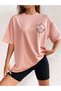 Women's Moon and Sun 'Sun and Moon' Printed 100% Cotton Crew Neck Oversize T-shirt - 6