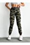 Women's Slim Fit, Elastic Waist Camouflage Pattern Cargo Pants - 6