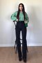 Crespo 90's Black High Waist Lycra Loose Jeans Palazzo Trousers