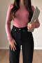 Crespo 90's Black High Waist Lycra Loose Jeans Palazzo Trousers - 2