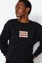 Black Thick Inside Fleece Slogan Embroidered Relaxed/Comfortable Fit Knitted Sweatshirt TWOAW22SW1464 - 5