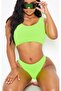 Women's Neon Green High Waisted Special Bikini Set - 2