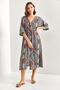 Women's Multicolor Double Breasted Collar Front Slit Dress 40861028 - 5