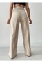 Pleated Fabric Stone Palazzo High Waist Loose Wide Leg Fabric Trousers - 2
