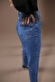 Mint Dark Blue Lycra Mom Jean Pants High Waist - 3