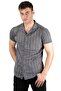 Men's Smoked Line Patterned Lycra Short Sleeve Combed Cotton Shirt2023426