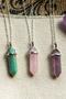 Certified Aventurine Pink Quartz Amethyst Triple Natural Stone Necklace Combination Set